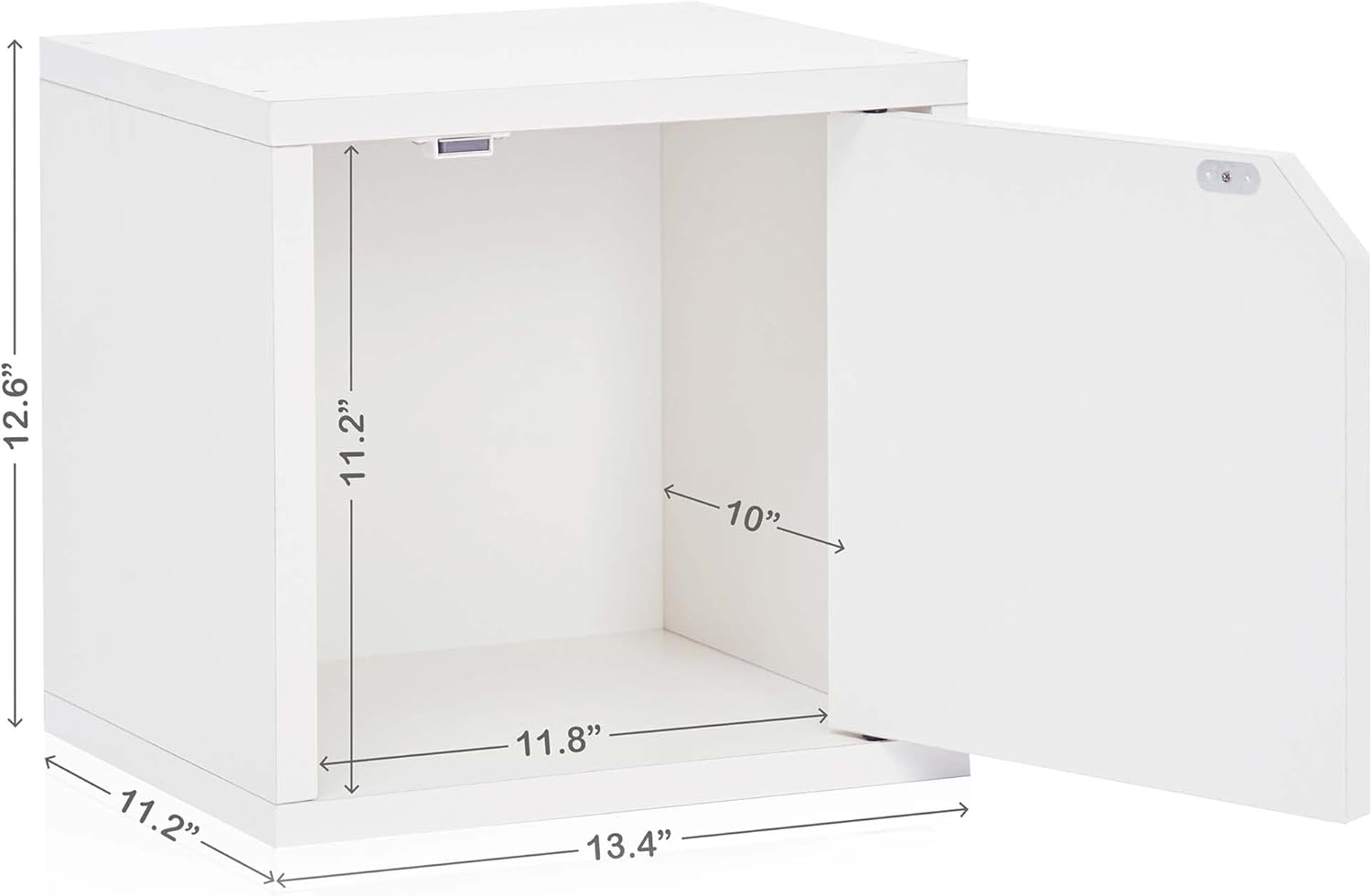 White Stackable Bookshelf Cube with Door Modular Closet Organizer and Storage M3796