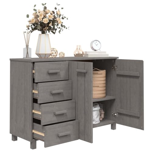 Light Gray Solid Wood Pine Sideboard X2909