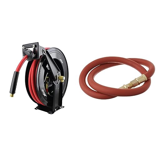 Steel Dual Arm Air Hose Reel (1/2" x 50 ft.) and Air Leader Hose (1/2" x 6 ft.) G331049