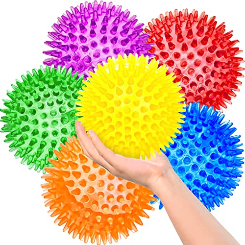 4.5'' Squeaky Dog Toy Balls, Spiky Dog Balls, Durable Puppy Chew Toys, BPA Free Non-Toxic (Purple) A5847