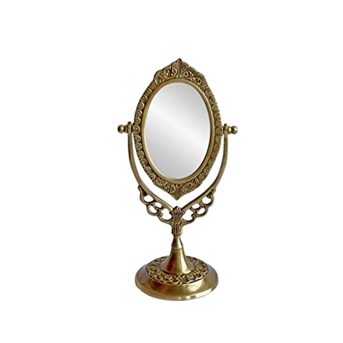 European Style Retro Brass Handle Desktop Dressing Mirror C882