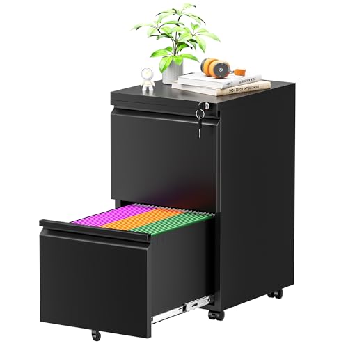 3 Drawer Black Mobile File Cabinet with Lock R410740