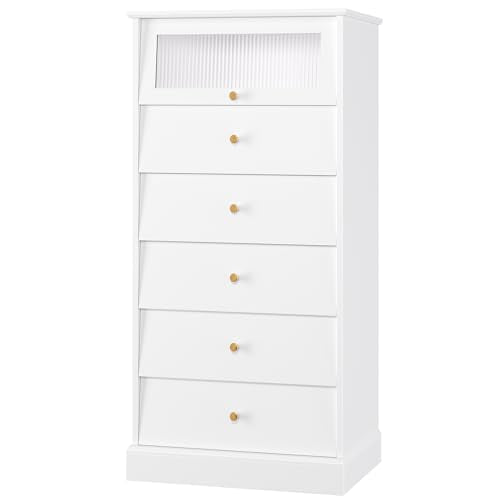 6 Drawer Black Dresser with Glass Drawer H220994