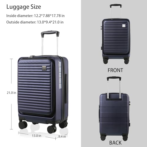 Black 20-Inch Hardside Carry On Luggage with Spinner Wheels TSA Lock S53933