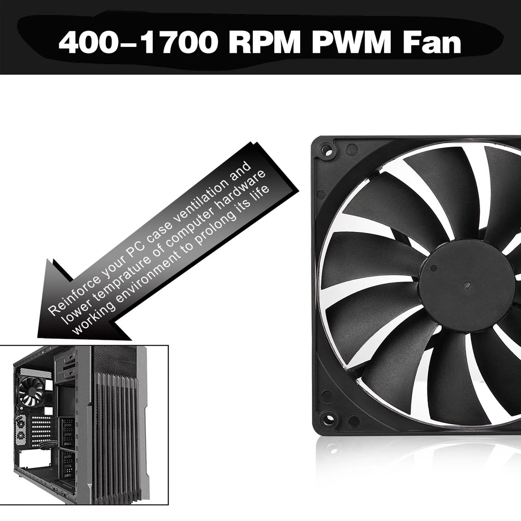 Black 140mm 4pin PWM Computer Case Cooling Fan 3-Pack O696