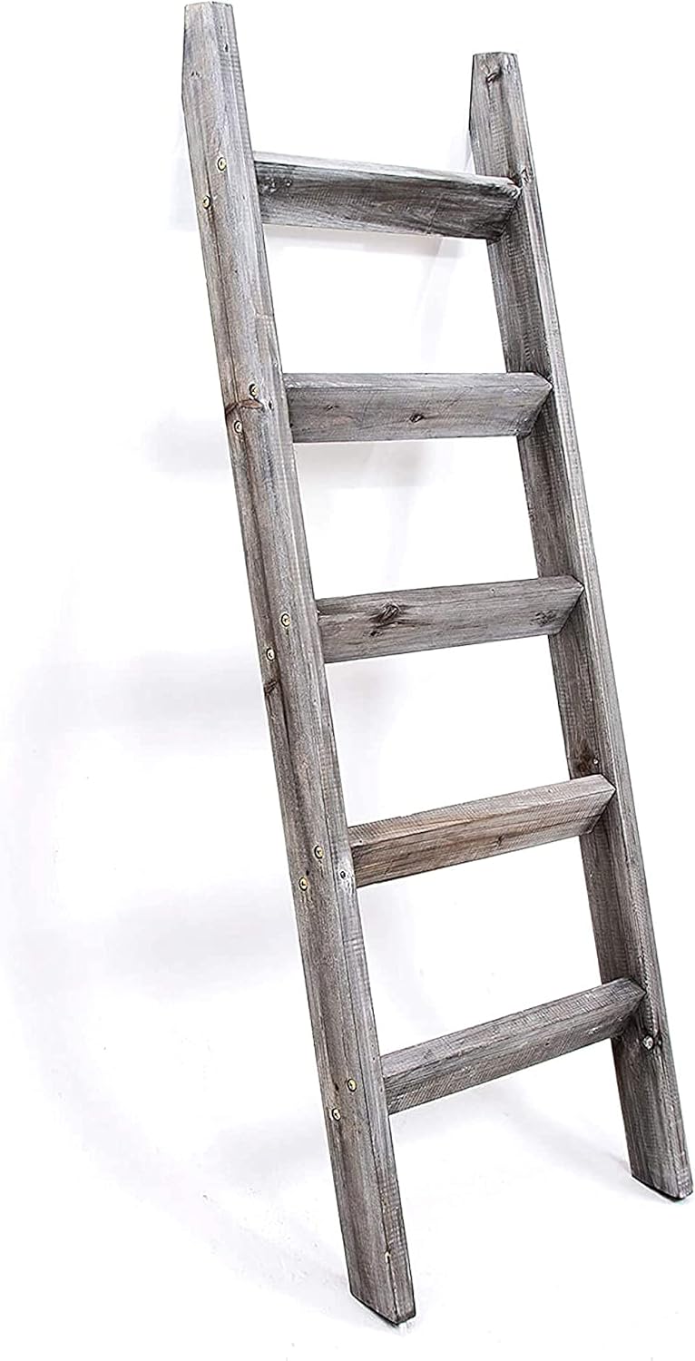 Gray White Wood Ladder Shelf Y2220