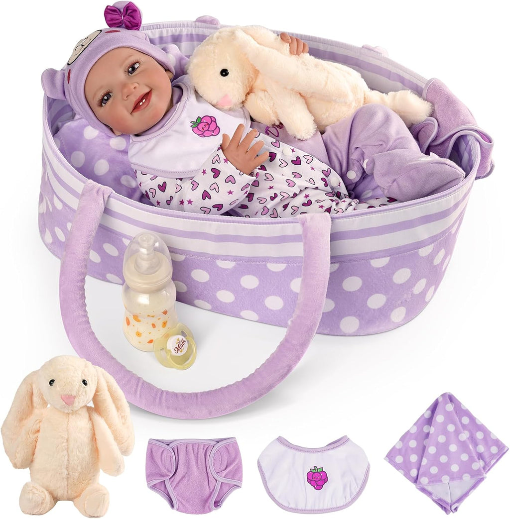 20 Inch Soft Body Realistic Reborn Baby Doll with Bassinet H5046