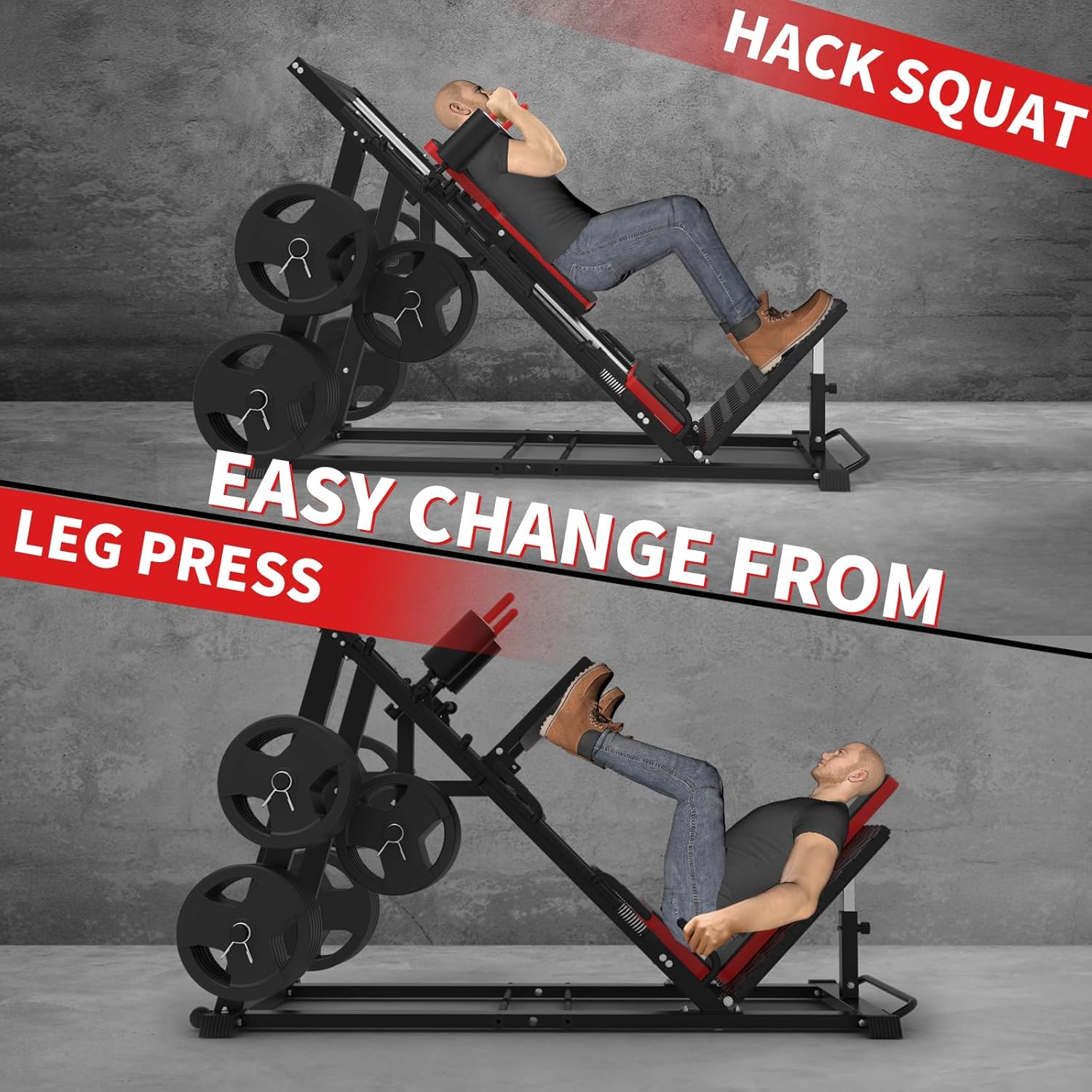 Leg Press Hack Squat Machine Combo with Weight Storage Posts F472