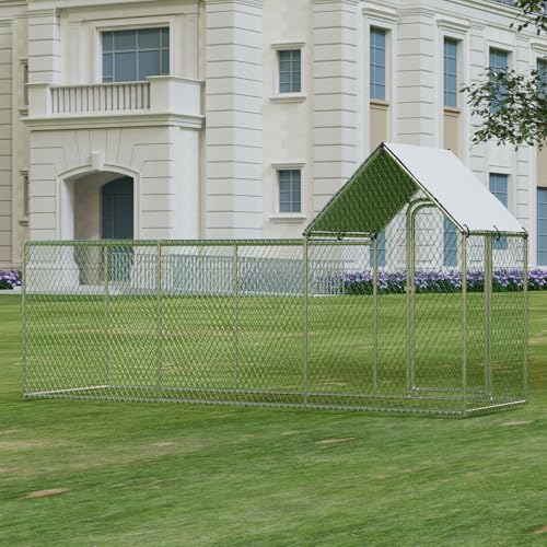 Large Metal Chicken Coop with Waterproof and Anti-UV Cover, 10' W x 3.3' D x 5' H D843