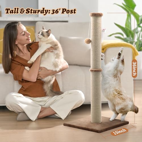 Gray 36 inch Cat Scratching Post with Sisal Rope N79246