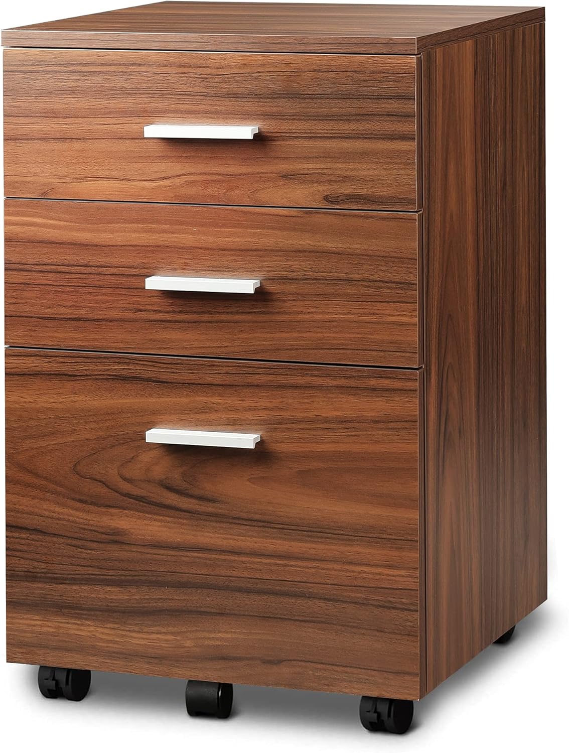 Black 3 Drawer Wood Mobile File Cabinet H895738