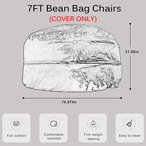 7ft Soft Fluffy Gigantic Fur Bean Bag Chair Cover H40186
