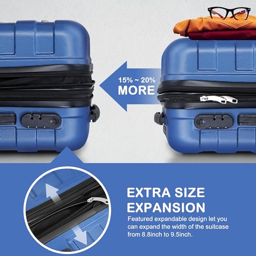 Black 21 Inch Expandable Hardside Carry On Luggage with Spinner Wheels K122997