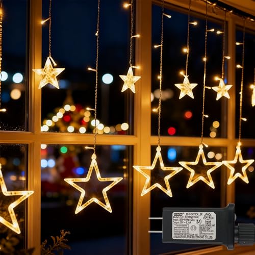 138 LED Star String Lights with Timer, Warm White B2733