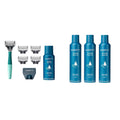 Men's Razor Set with 5 Razor Blade Refills, Travel Blade Cover, 2 oz Shave Gel (Sage) & Shave Gel - 3 pack (6.7oz) Y421891