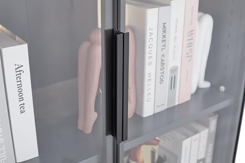 5 Shelves Metal Glass Display Cabinet with Light Strips Y85687