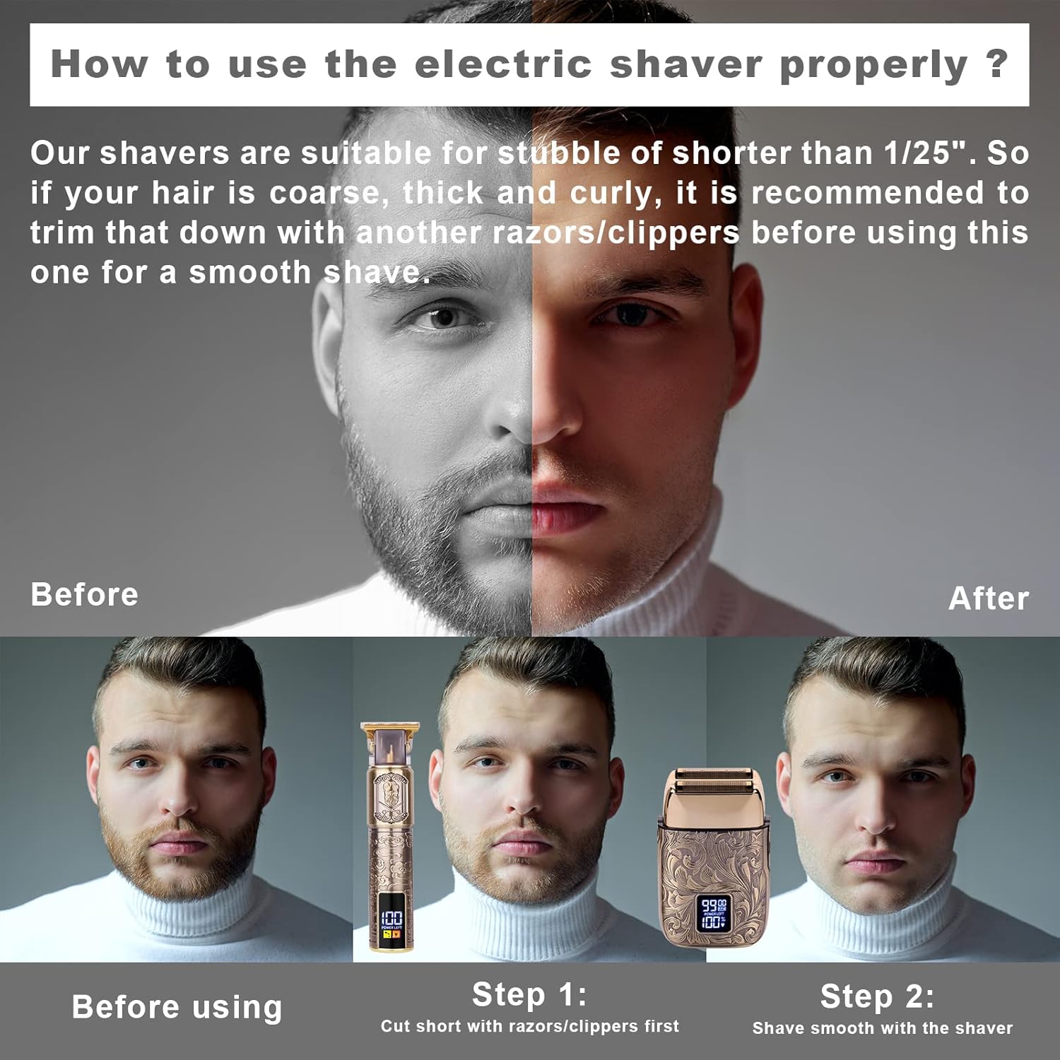 Beard Trimmer Electric Razor Cordless Hair Clippers 7 in 1 Beard Grooming Kit P434124