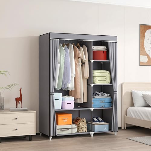 Black 43 x 17.7 x 66 Inches Portable Closet with 1 Hanging Rod and 6 Shelves M67839