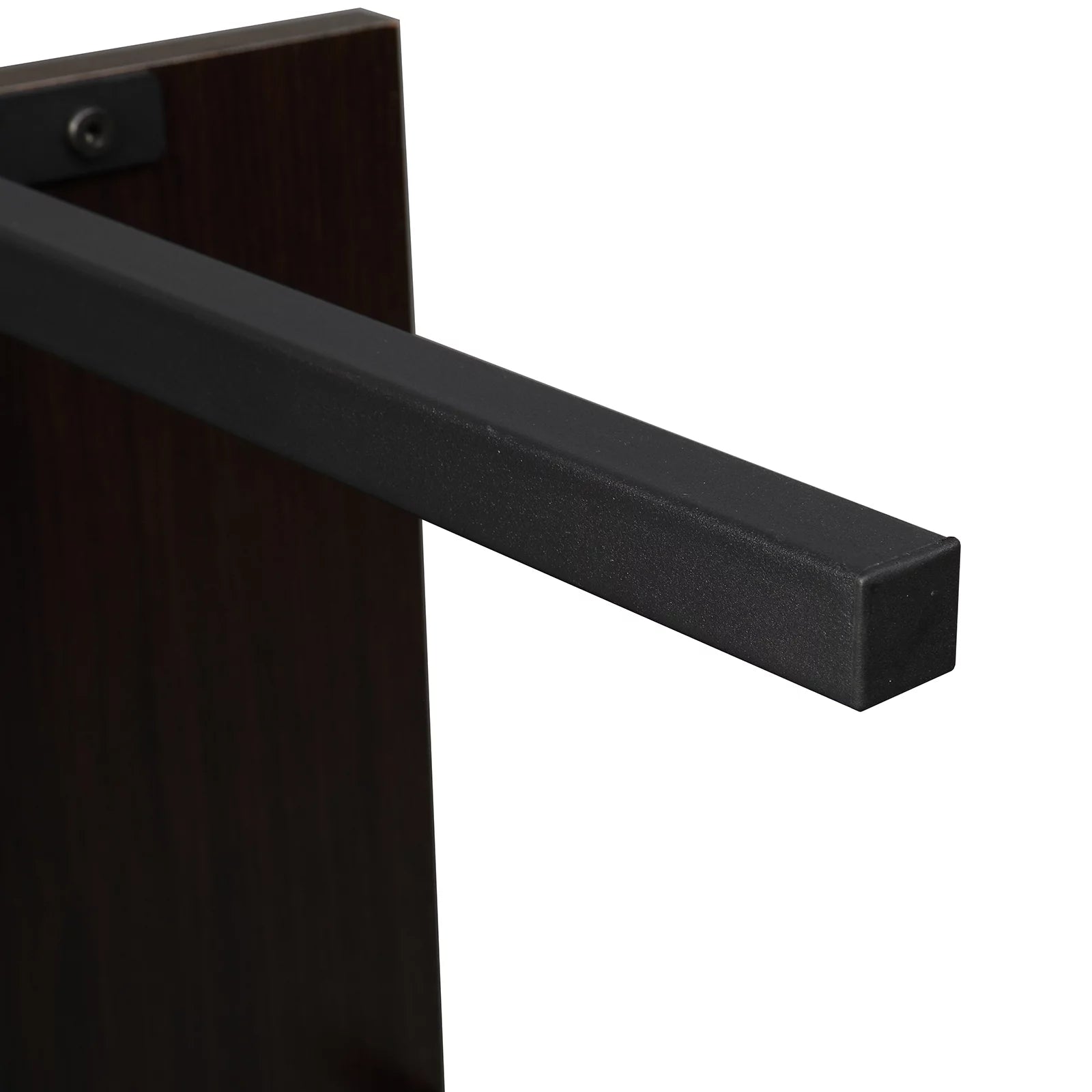Dark Walnut 5-Shelf Wood Ladder Bookcase with Metal Frame T763088