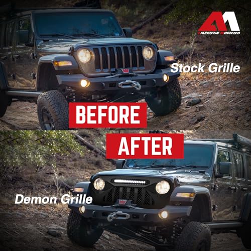 Front Grille with Mesh Compatible with Jeep Wrangler JL and Gladiator JT Models H303542