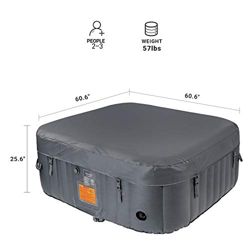 Portable Inflatable Hot Tub with 120 Bubble Jets, Black/White G574856