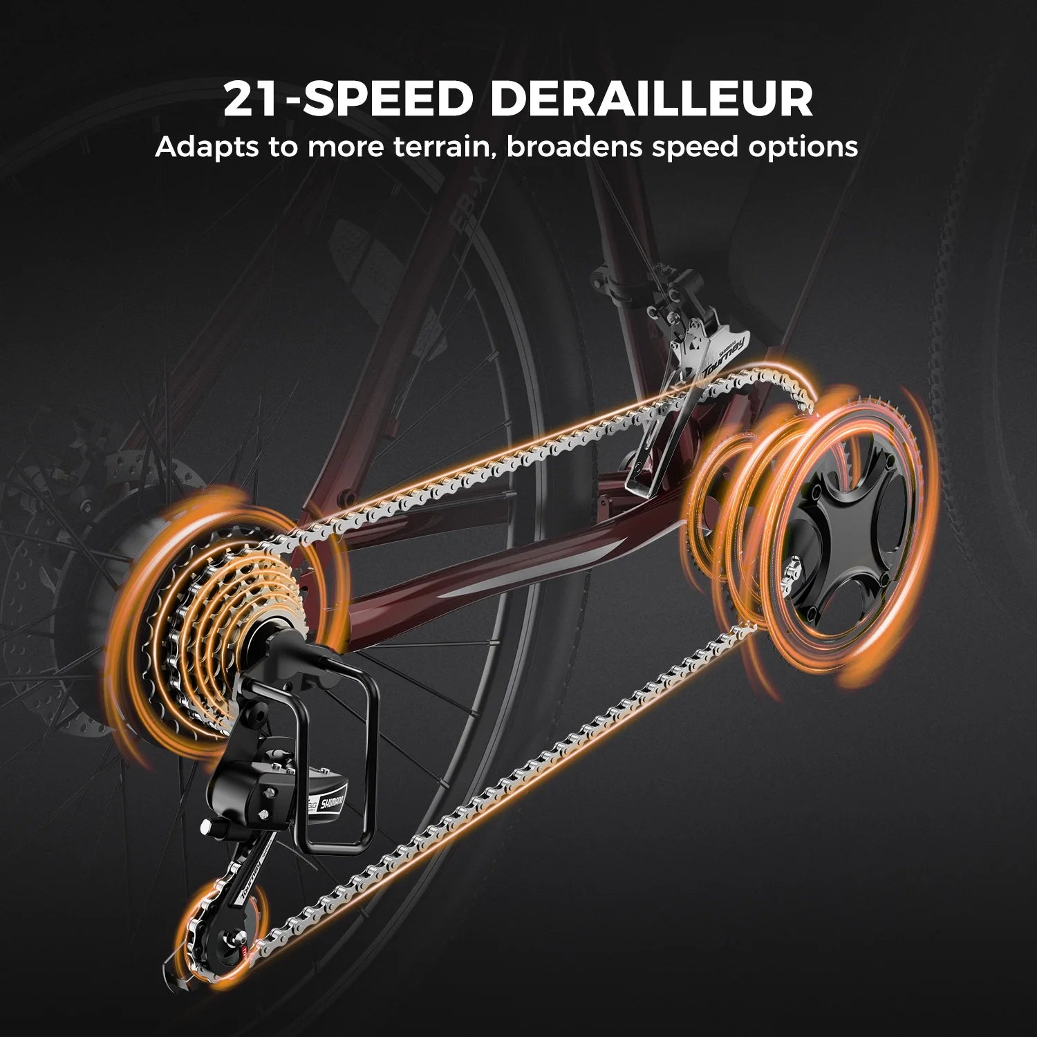 26 Electric Bike with 500W Brushless Motor, 36V 12.5Ah Removable Battery, 21 Speed Gear, Front Fork Suspension E163