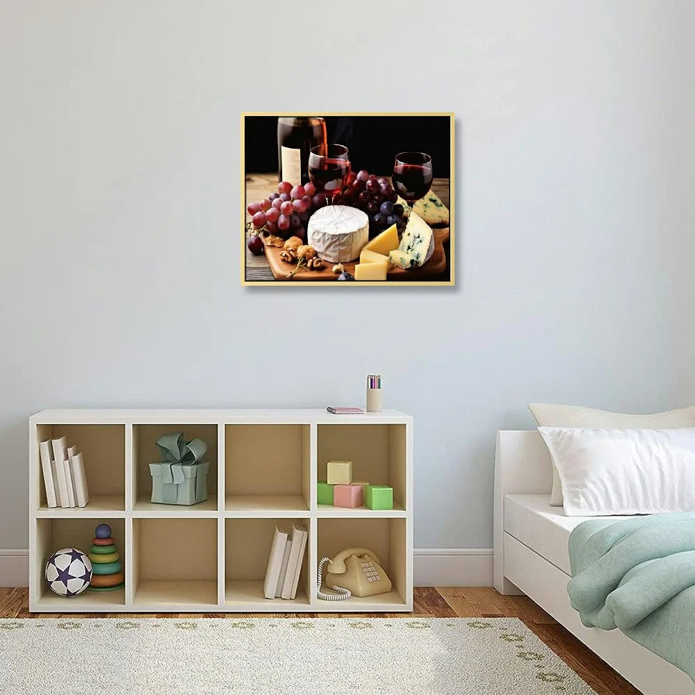 Wine Bottle Glasses Wall Art Decor Canvas Panels Pieces Set 16x12in/20x16in B3410