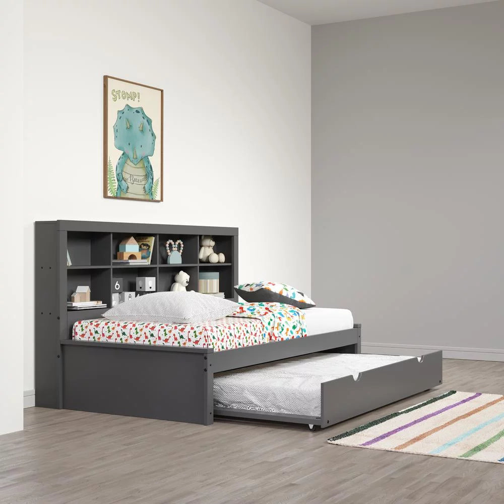 Dark Grey Twin Bookcase Day Bed E559677