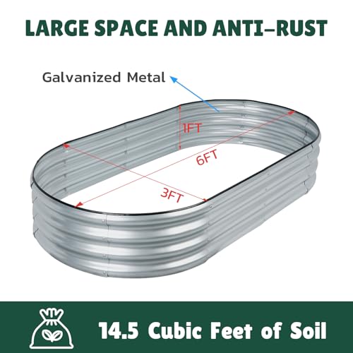 Galvanized Metal Raised Garden Bed 4x2x1 ft F810