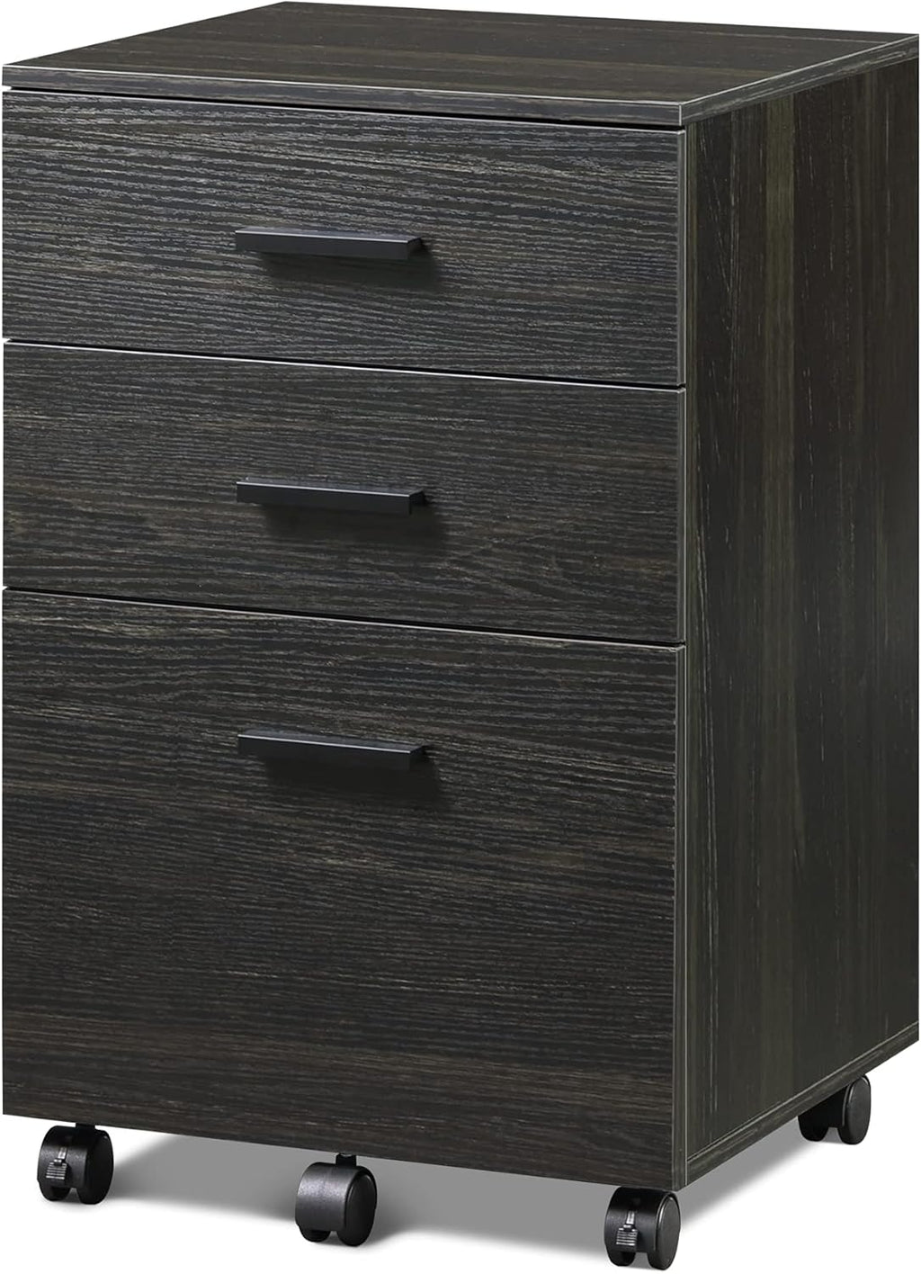 Black 3 Drawer Wood Mobile File Cabinet H895738
