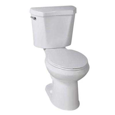 10 in. Rough-in 2-Piece 1.28 GPF Single Flush Round Front Toilet in White E62555