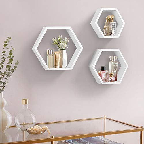 Set of 3 Black Hexagon Floating Shelves C940522