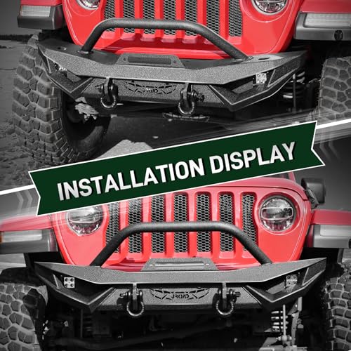 Front Bumper with LED Lights, 2 x D-Rings, Winch Plate U257456