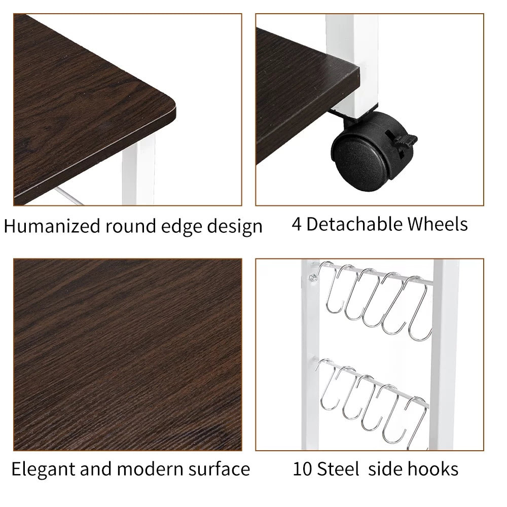 3-Tier Rolling Kitchen Cart with Microwave Stand Q384203