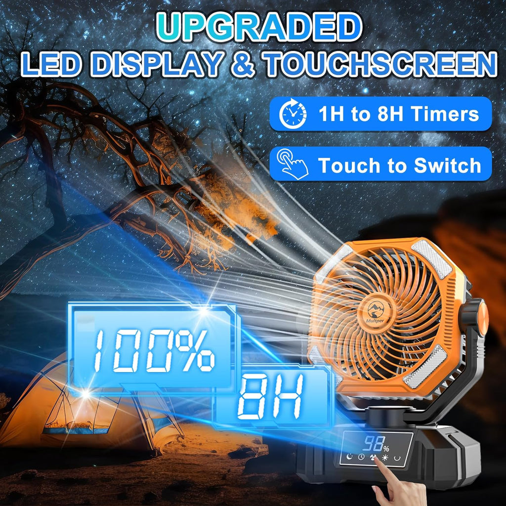 20000mAh Rechargeable Oscillating Camping Fan with LED Lantern and Remote Control Y6886