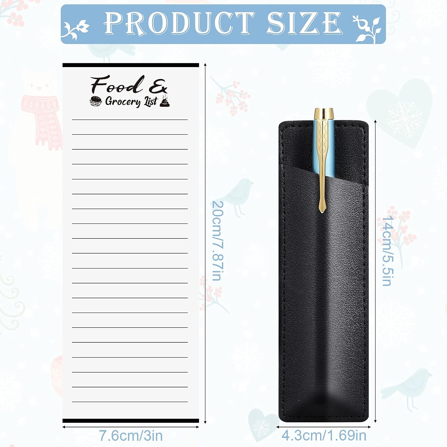 2 Pieces Magnetic List Set with Pen Holder V3715