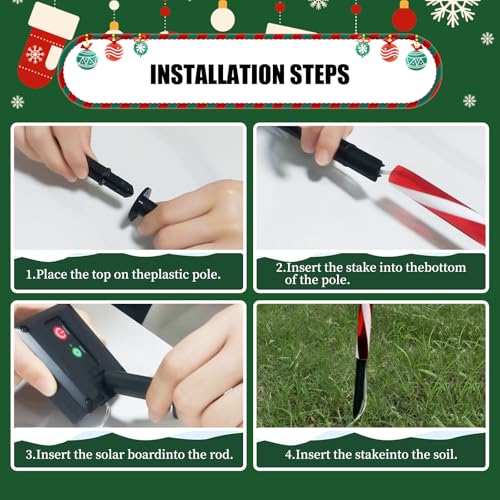10 Pcs Solar Candy Cane Lights with 100 Led Lights F51485