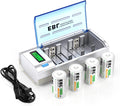D Cells 10000mAh Rechargeable Batteries (4 Counts) with Battery Charger Pack of 2 P703