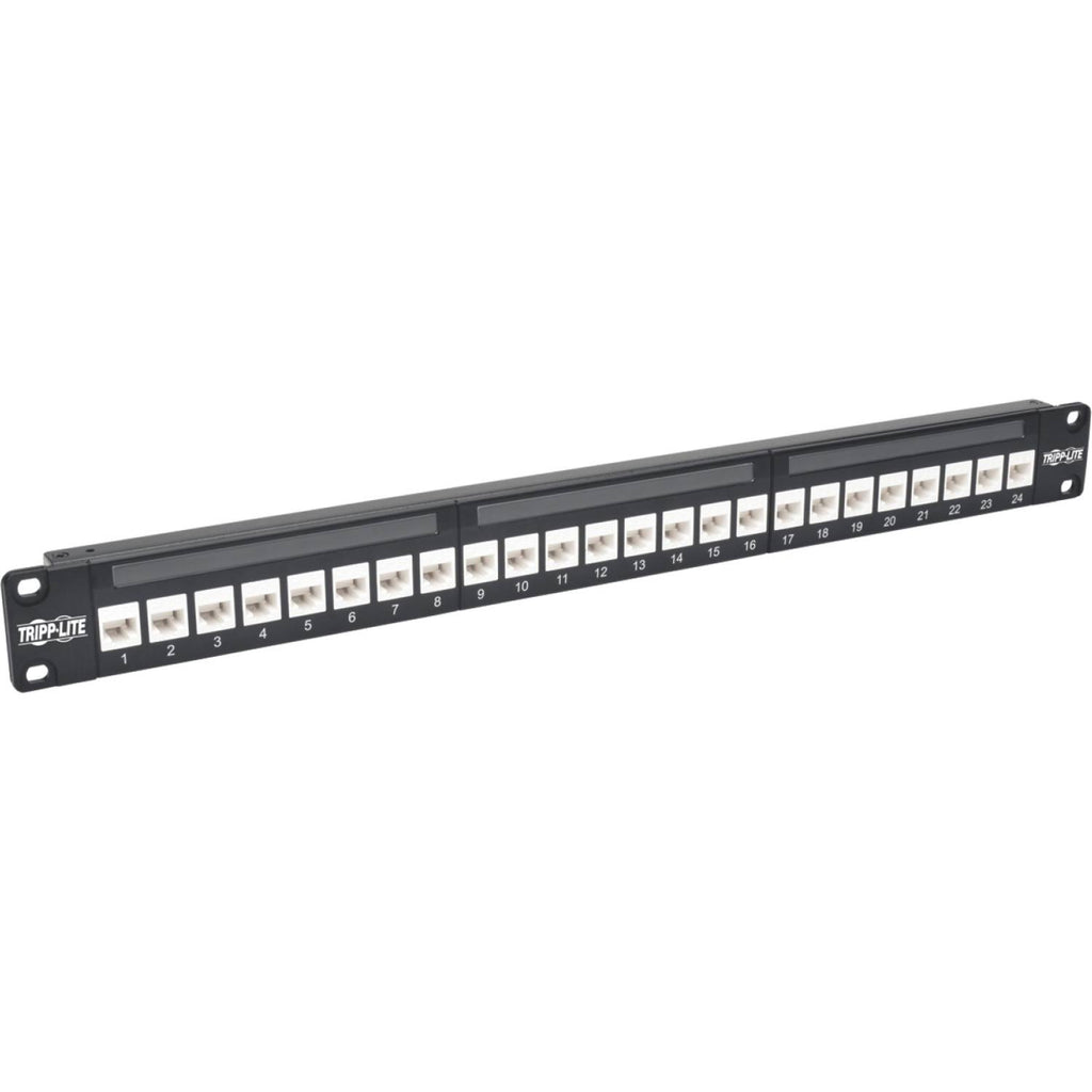 24-Port Cat6a Patch Panel Feedthrough Rackmount RJ45 Ethernet 1U X1156
