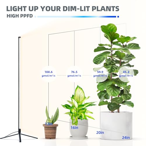 42W 169 LEDs Full Spectrum T10 Vertical Standing Plant Grow Light with Tripod Floor Stand M890