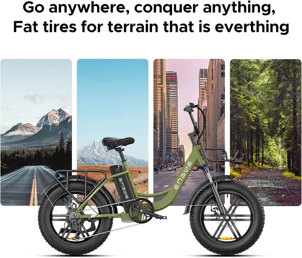 Electric Bike with 20 * 4.0" Fat Tire, 48V13Ah Battery, 7-Speed Gear, Front Suspension (Black) G92900