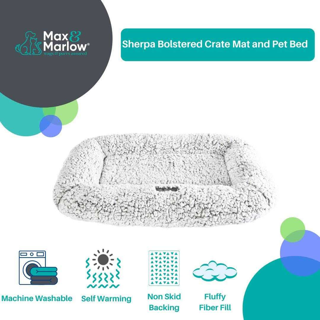 Plush Sherpa Bolstered Crate Mat Dog Cat Bed B234660