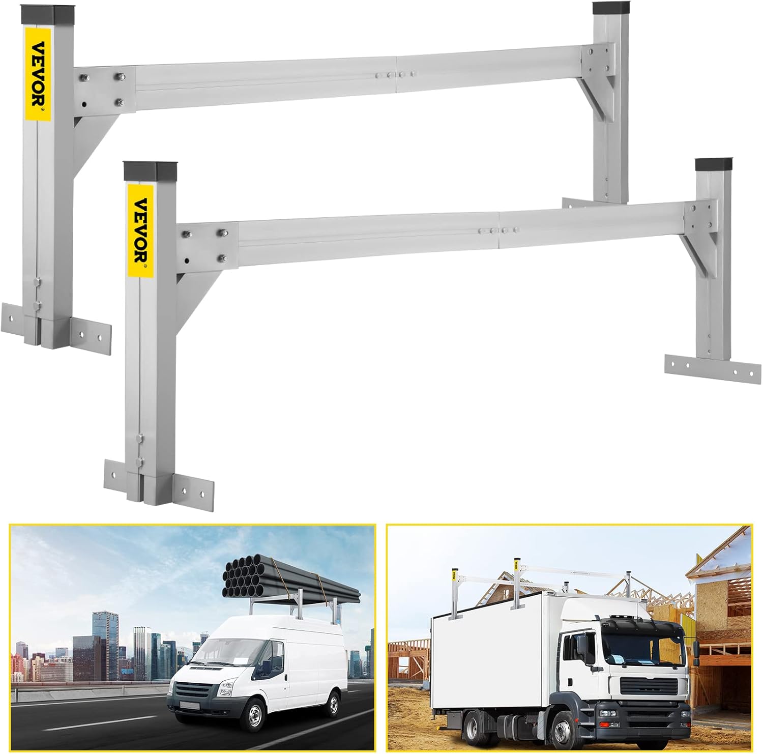 Silver Aluminum Adjustable Roof Ladder Rack with 330 LBS Capacity V523920