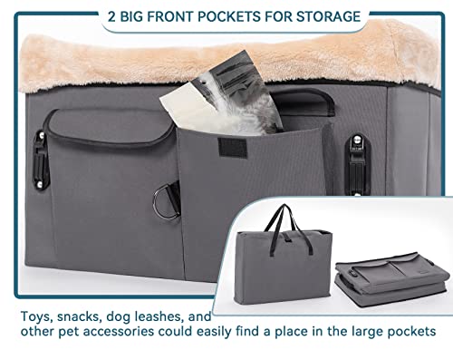 Washable Dog Booster Seat with Carrying Case (Small, Tan) N7766