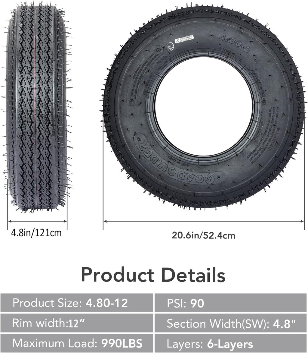 4.80-12 Trailer Tires, Load Range C, 6PR N103