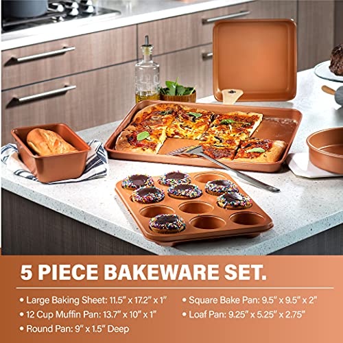 15 Pc Non Stick Copper Ceramic Cookware Set Z1258