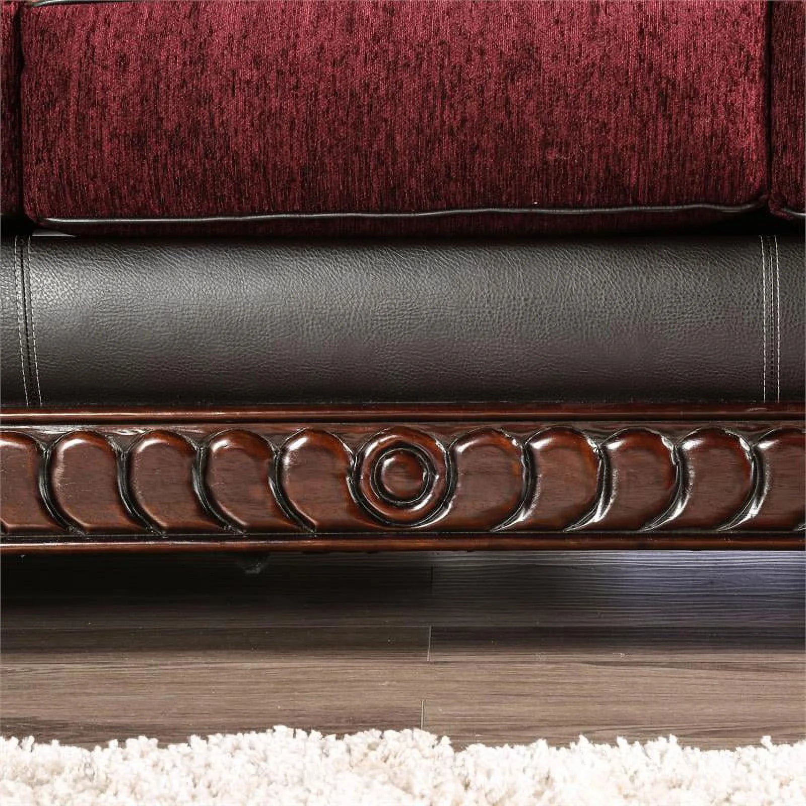 Burgundy Red Faux Leather 2-Piece Sofa Set G341589