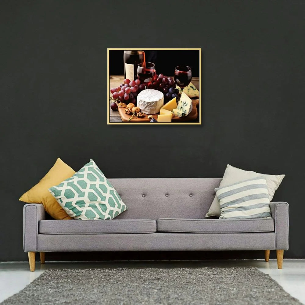 Wine Bottle Glasses Wall Art Decor Canvas Panels Pieces Set 16x12in/20x16in B3410