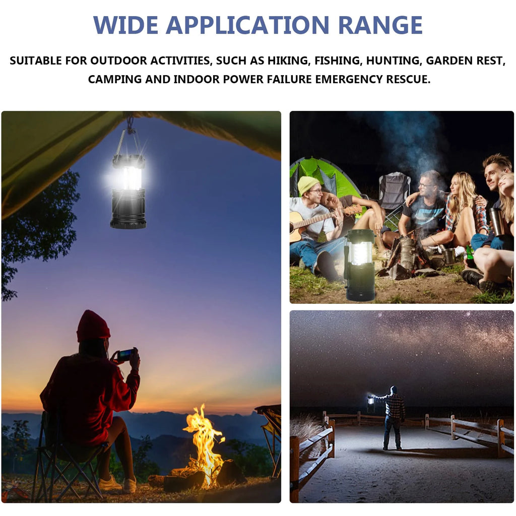 4 Pack Camping Lantern with 30 LED Bulbs and COB Flashlight U126674