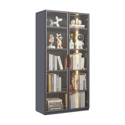 5 Shelves Metal Glass Display Cabinet with Light Strips Y85687